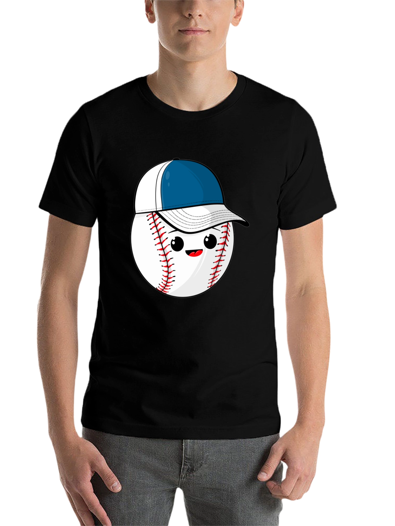 Black Baseball with Hat Graphic Tee view 7