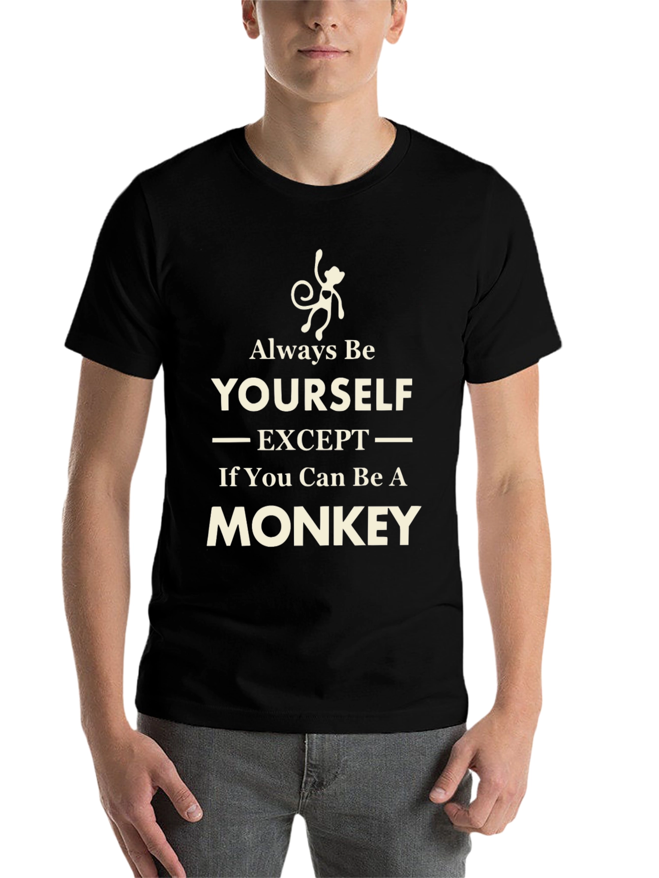 Black Always Be Yourself Monkey Graphic T-Shirt view 7