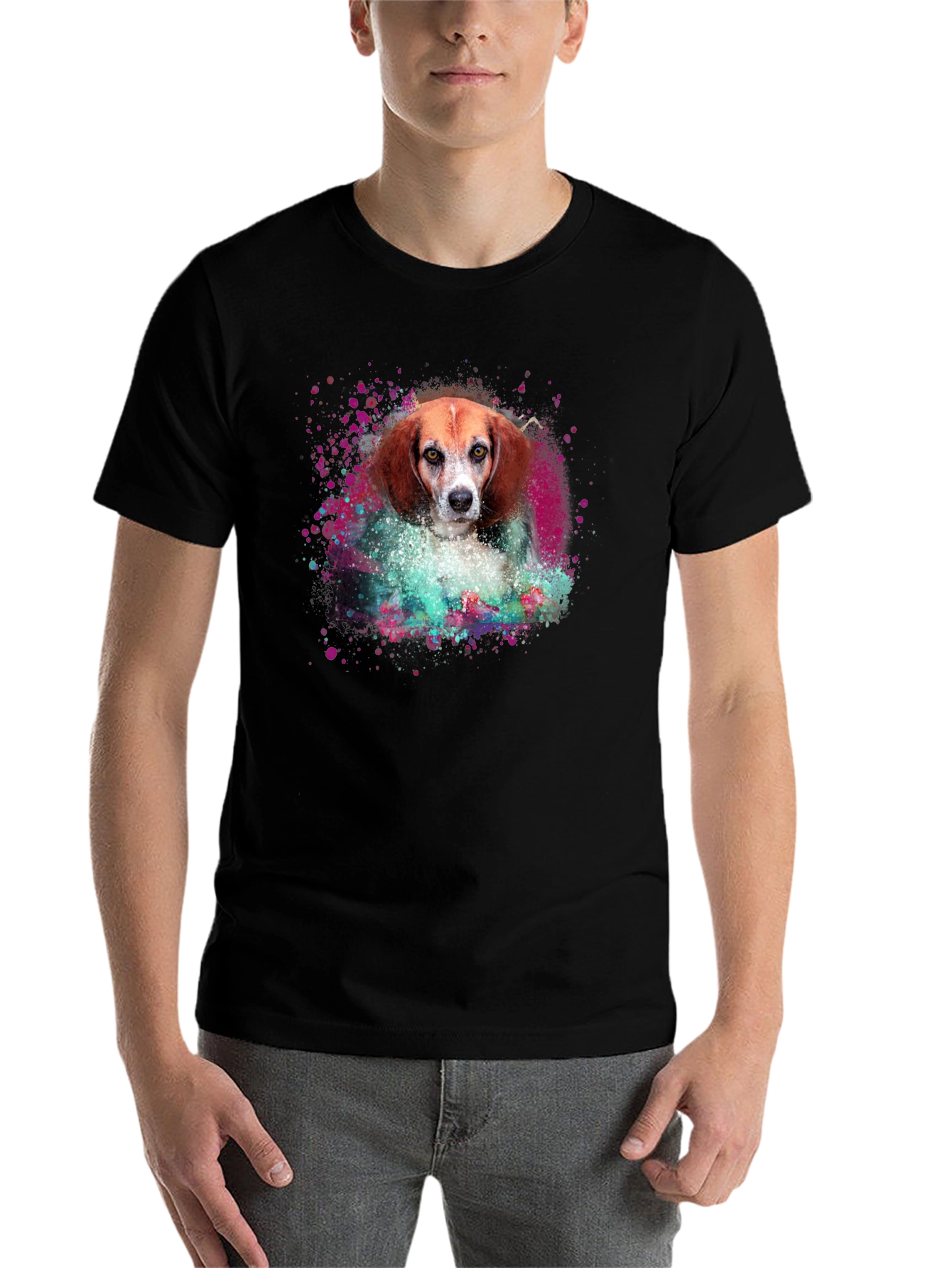 Black Dog Art T-Shirt - Beagle Portrait Tee view 7