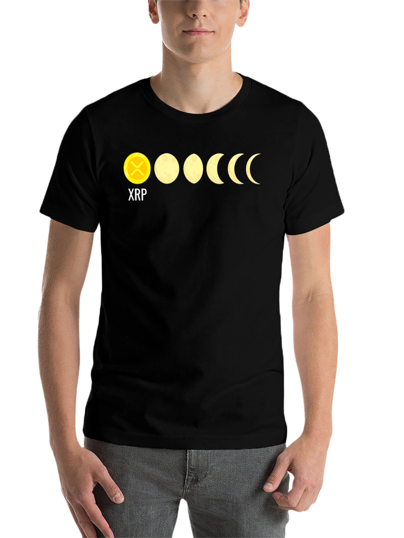 Black XRP Moon Phases Black Graphic T-Shirt view 7
