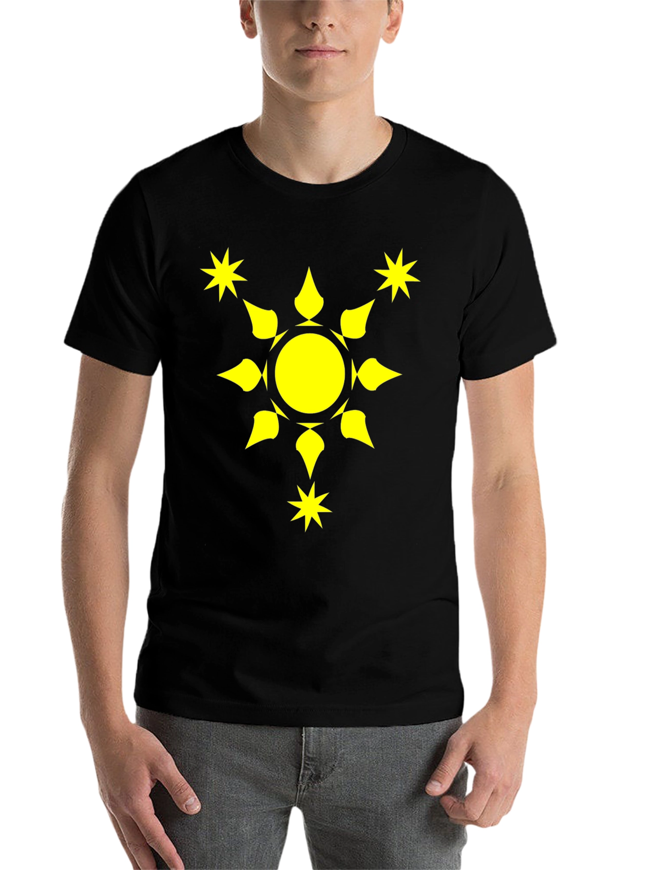 Black Sunburst Graphic Tee - Black Cotton Comfort Fit view 7
