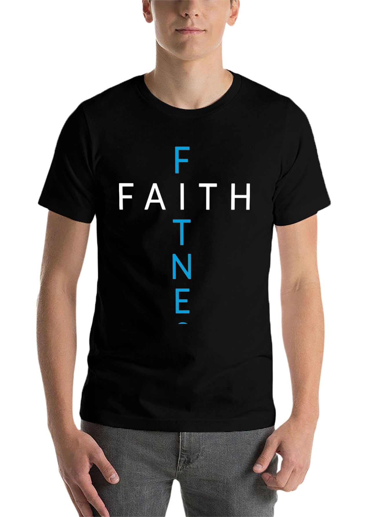 Black Faith Fitness Graphic Tee - Christian Workout Shirt view 7