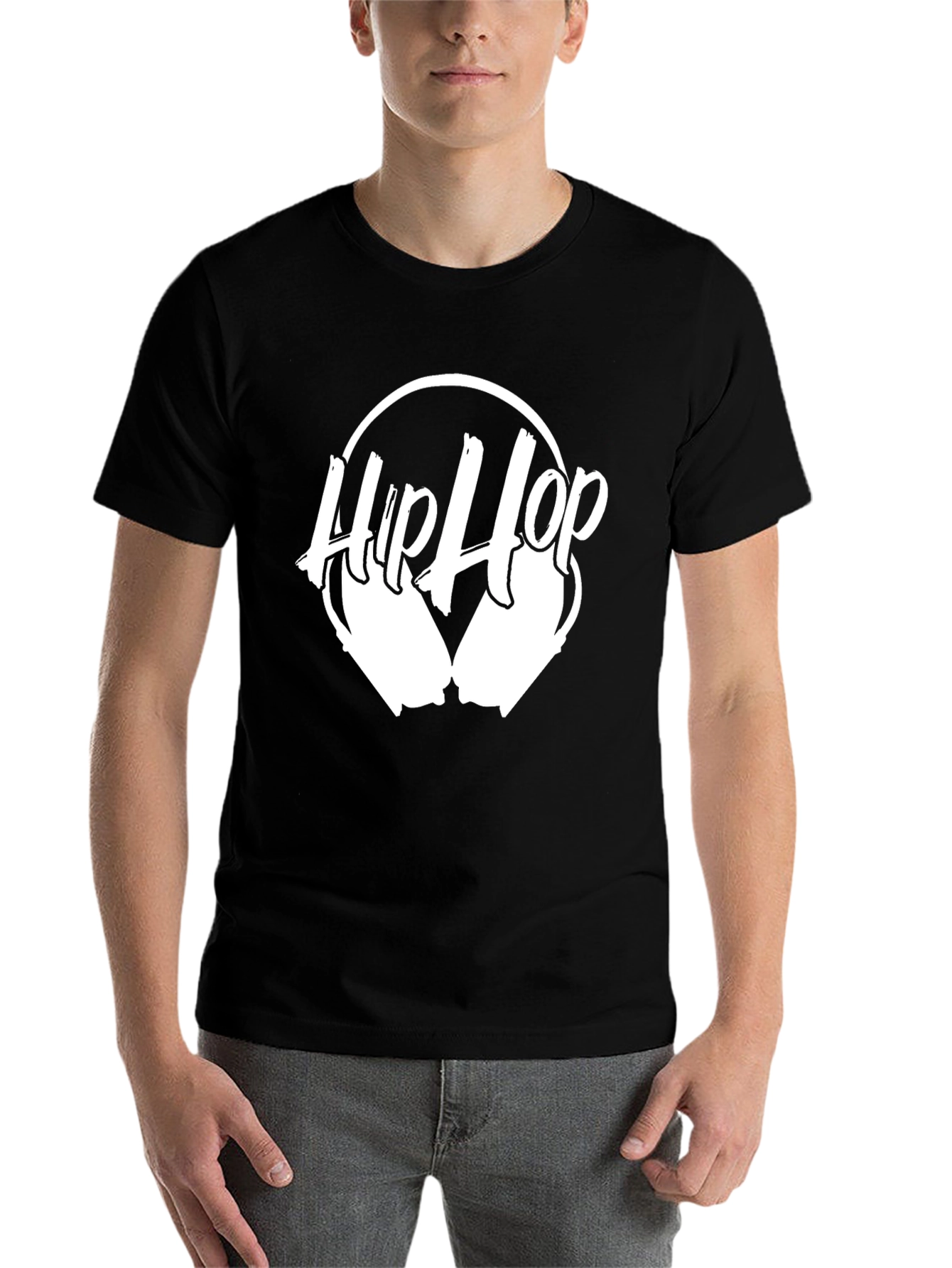 Black Hip Hop Headphones Graphic Tee - Black Cotton Blend view 7