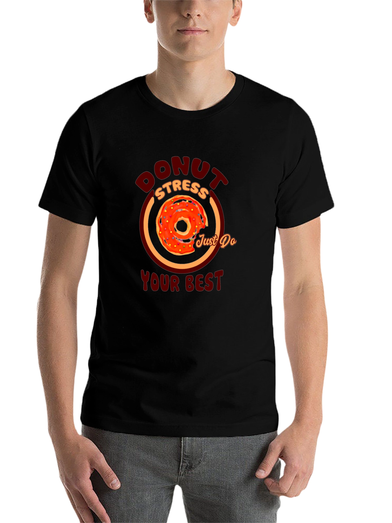 Black Donut Stress Graphic T-Shirt - Motivational Tee view 7