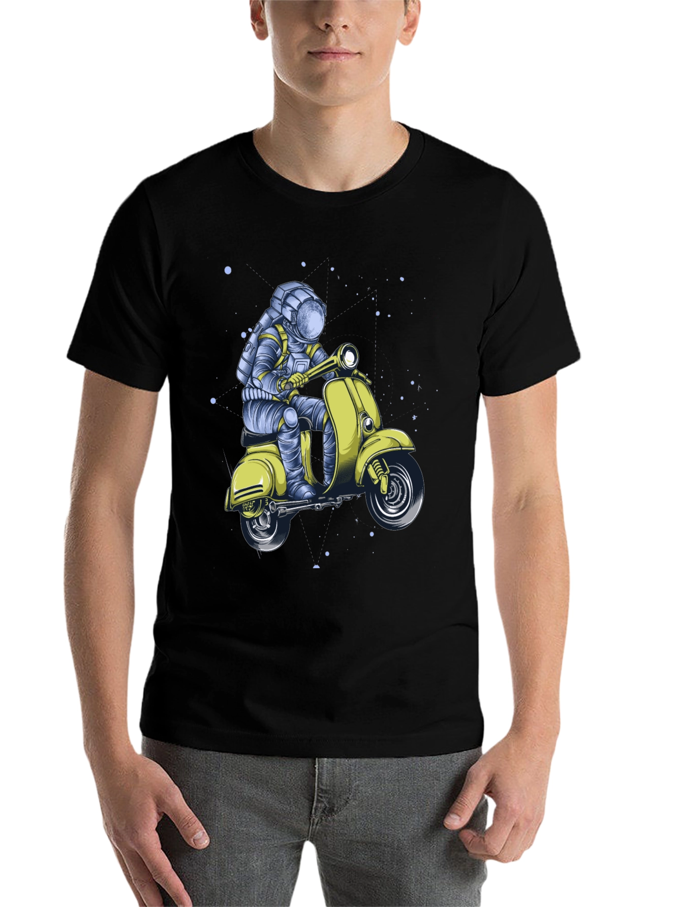 Black Astronaut on Scooter Graphic Tee - Black view 7