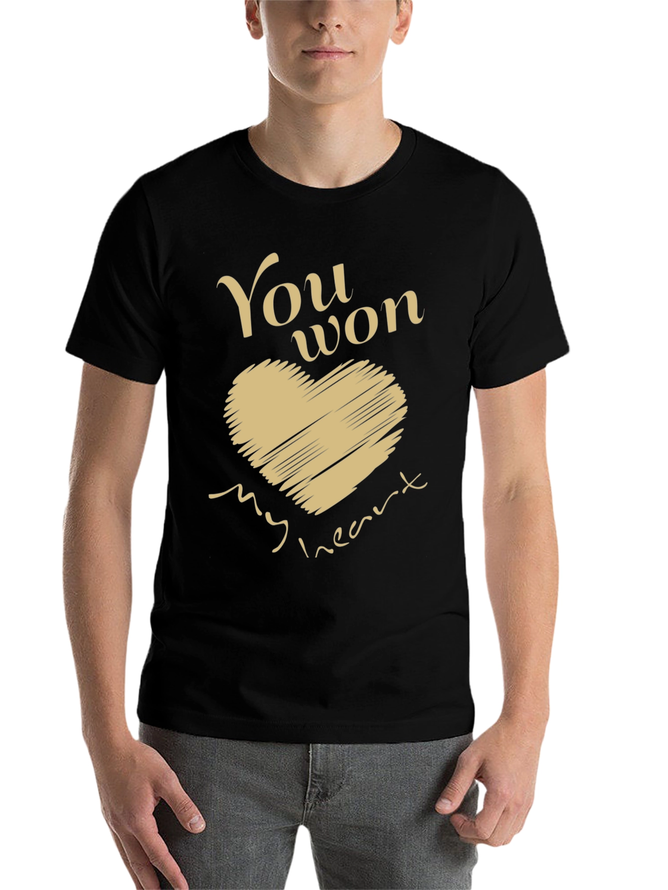 Black You Won My Heart Graphic Tee - Men's Black T-Shirt view 7