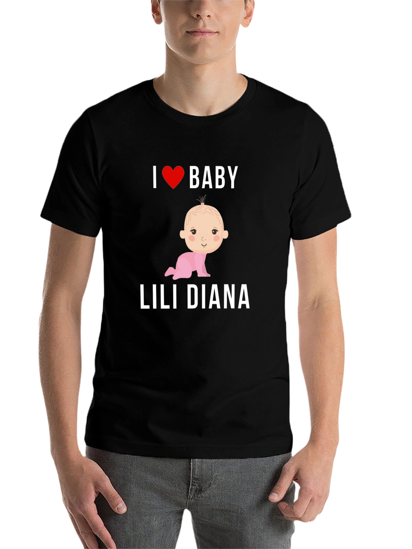 Black I Love Baby Lili Diana T-Shirt, Cute Baby Tee view 7
