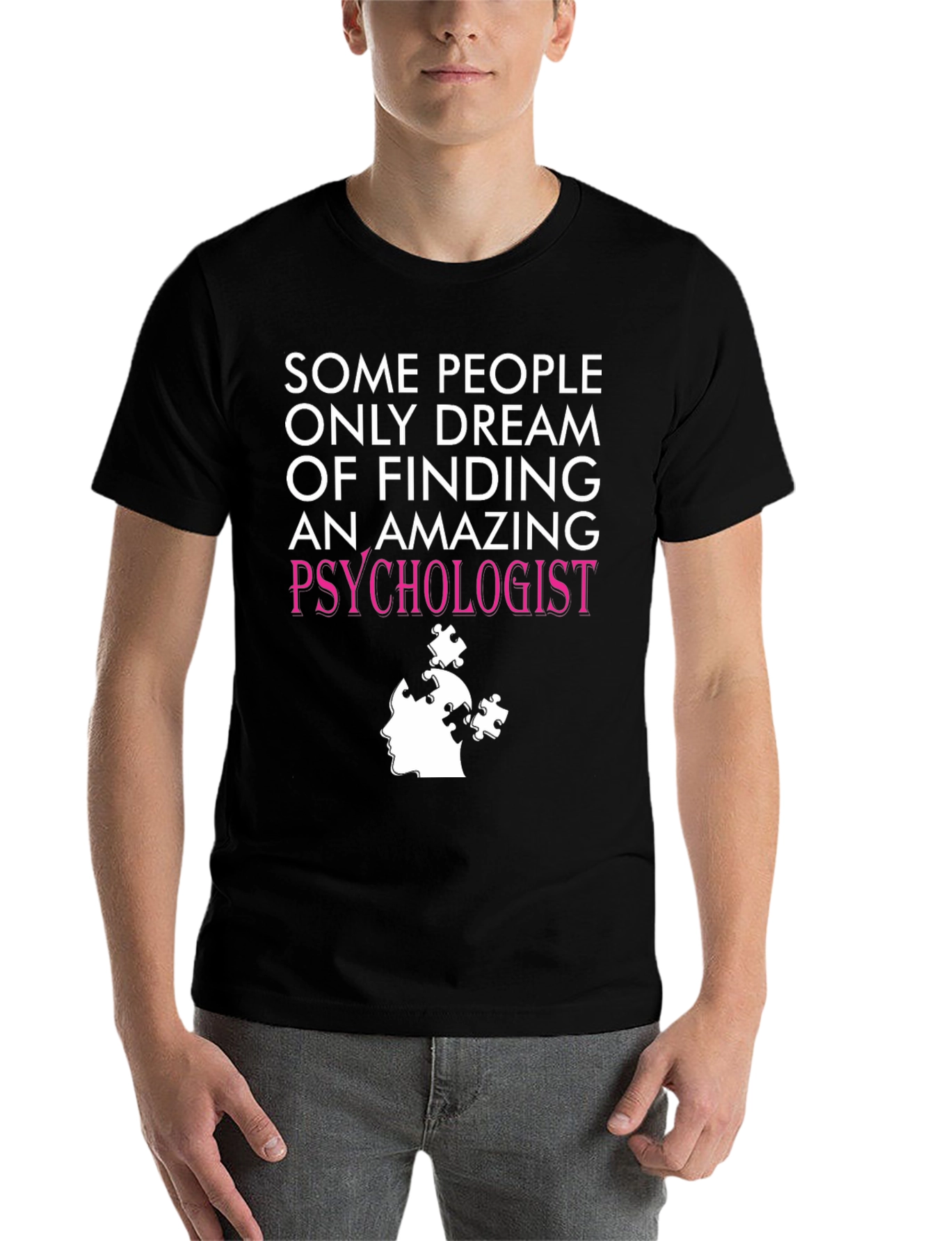 Black Amazing Psychologist T-Shirt - Puzzle Design view 7