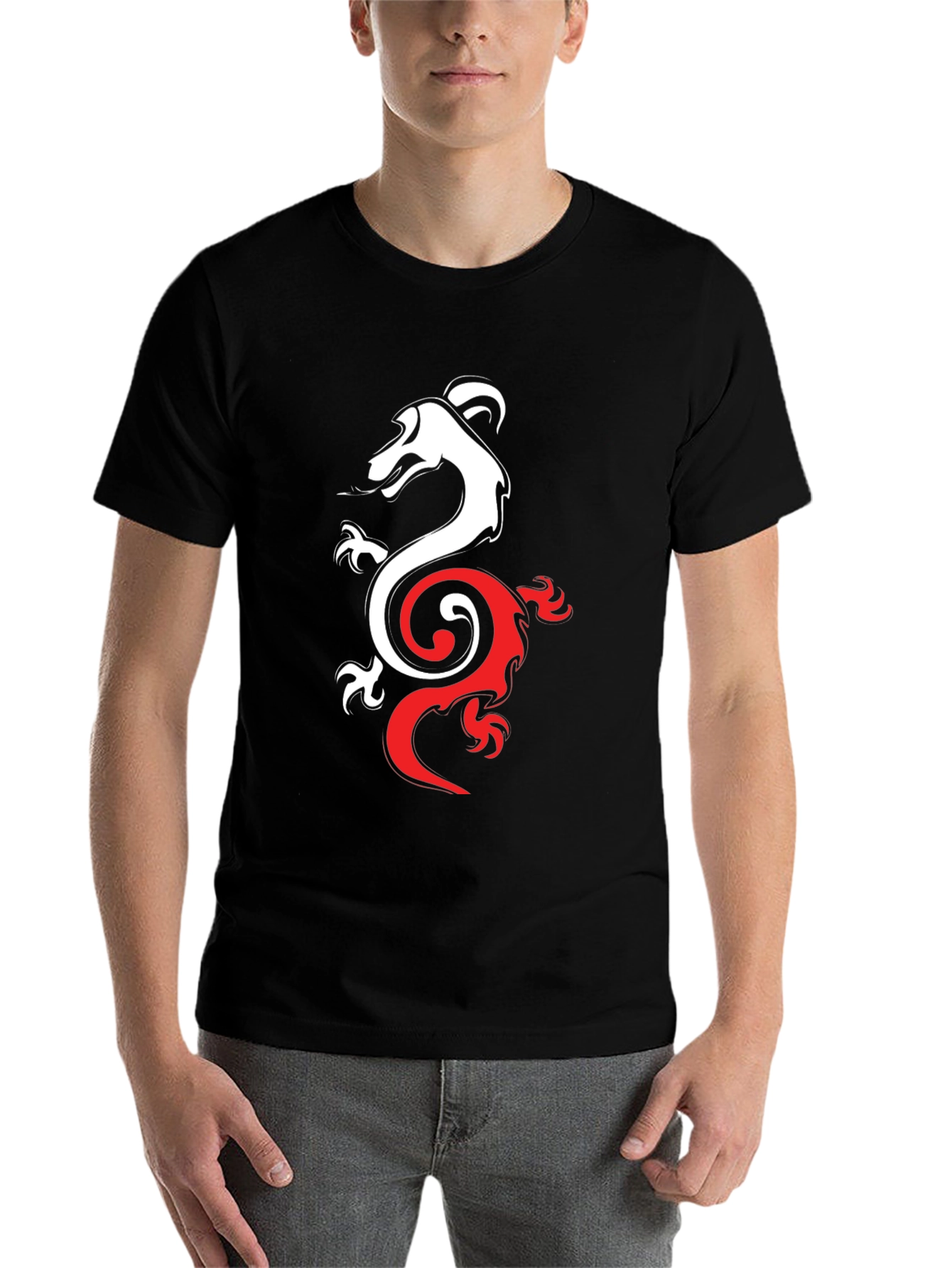 Black Dragon Yin Yang Graphic Tee - Black view 7