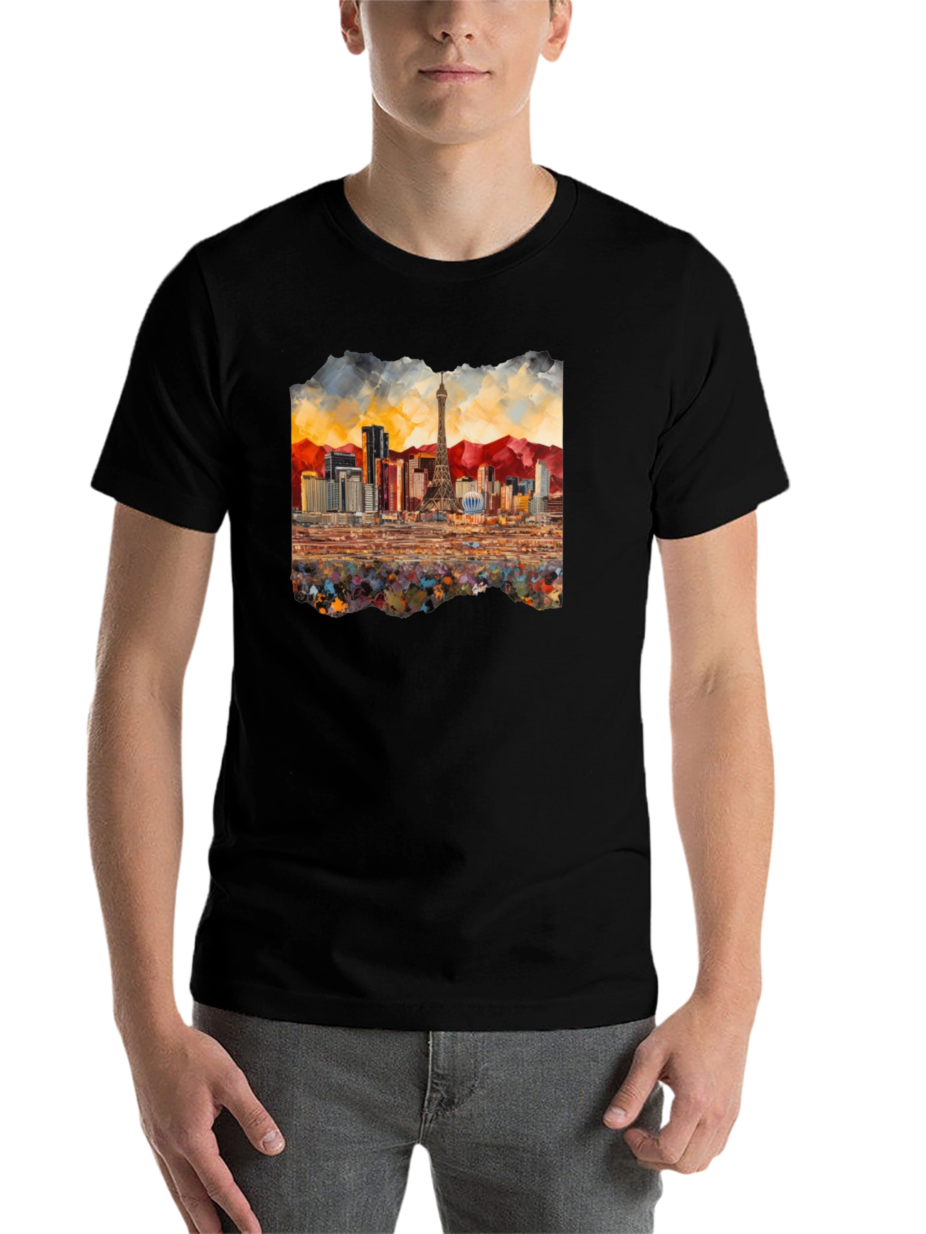 Black Las Vegas Skyline Black T-Shirt view 7