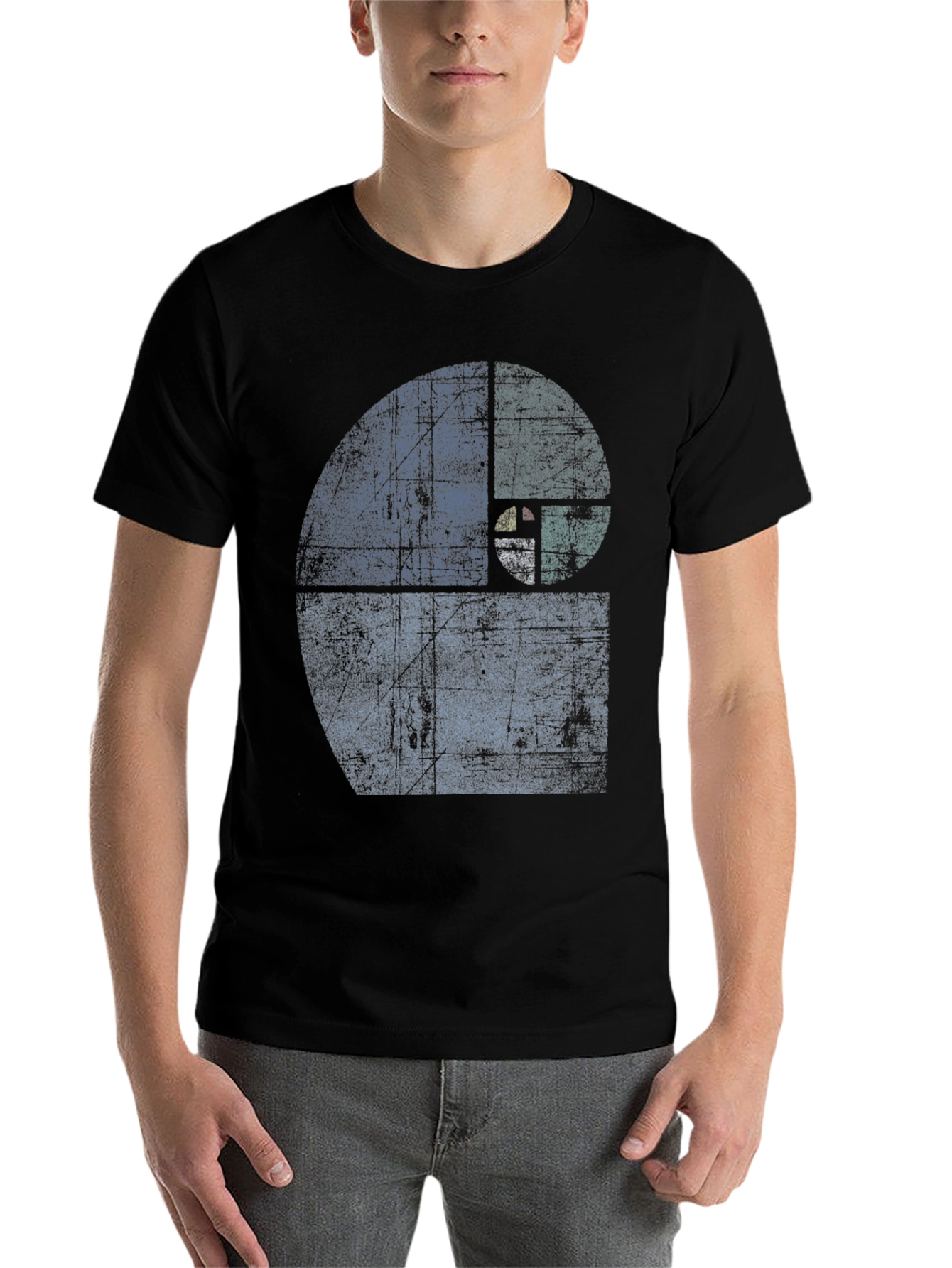 Black Fibonacci Sequence Graphic T-Shirt - Distressed Style view 7