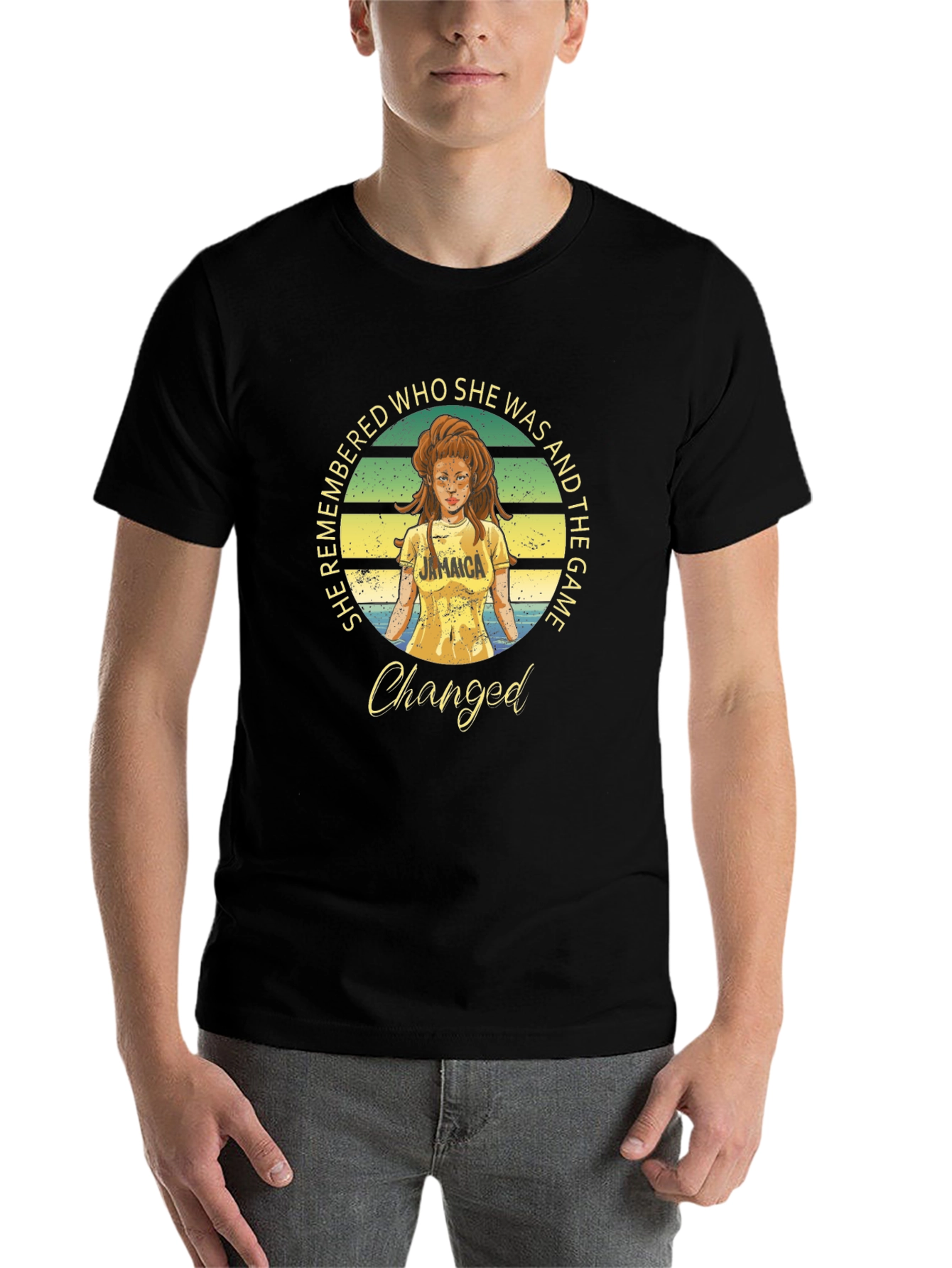 Black She Remembered Jamaica T-Shirt view 7