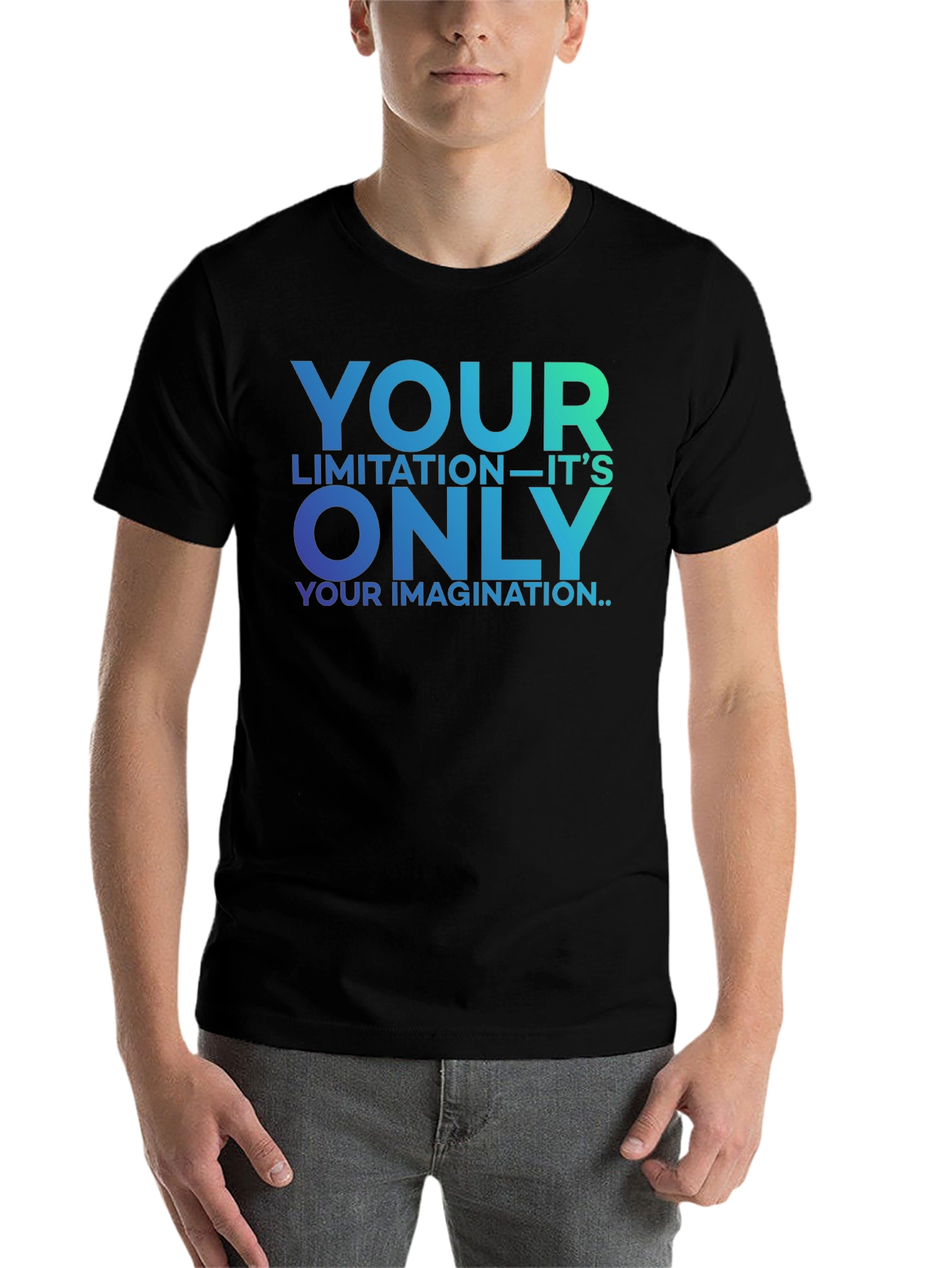 Black Inspirational Graphic Tee - Your Only Limitation T-Shirt view 7