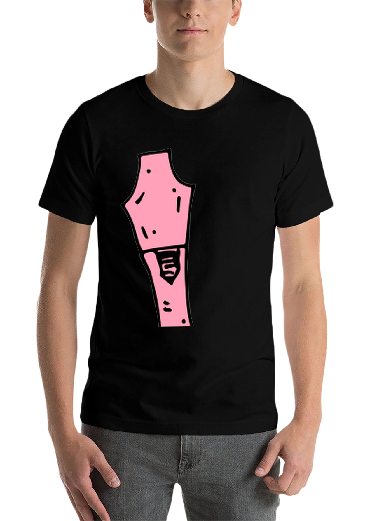 Black Unique Pink Graphic Print Black T-Shirt view 7