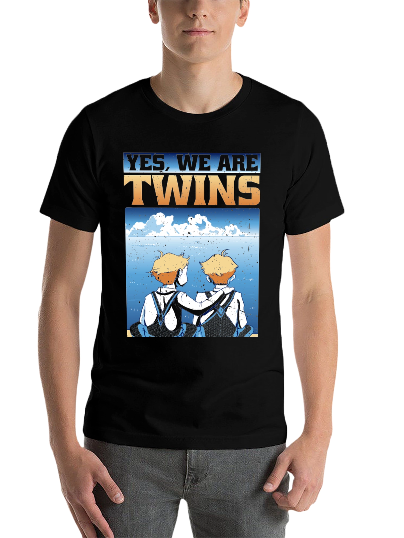 Black Yes, We Are Twins T-Shirt view 7