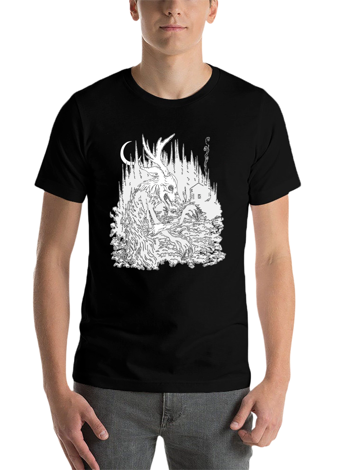 Black Monster Forest Graphic T-Shirt view 7