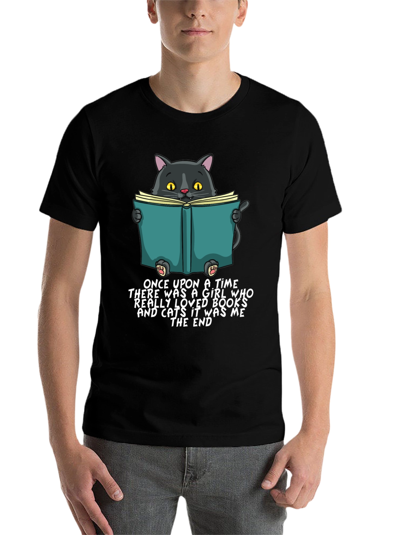 Black Cat Reading Book T-Shirt - Once Upon a Time view 7