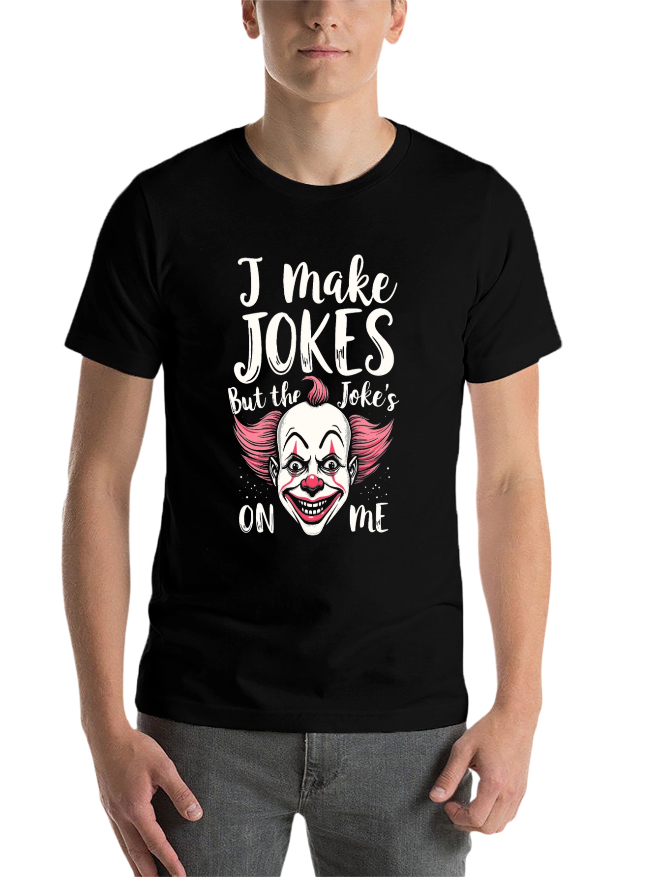 Black I Make Jokes Clown Graphic T-Shirt view 7