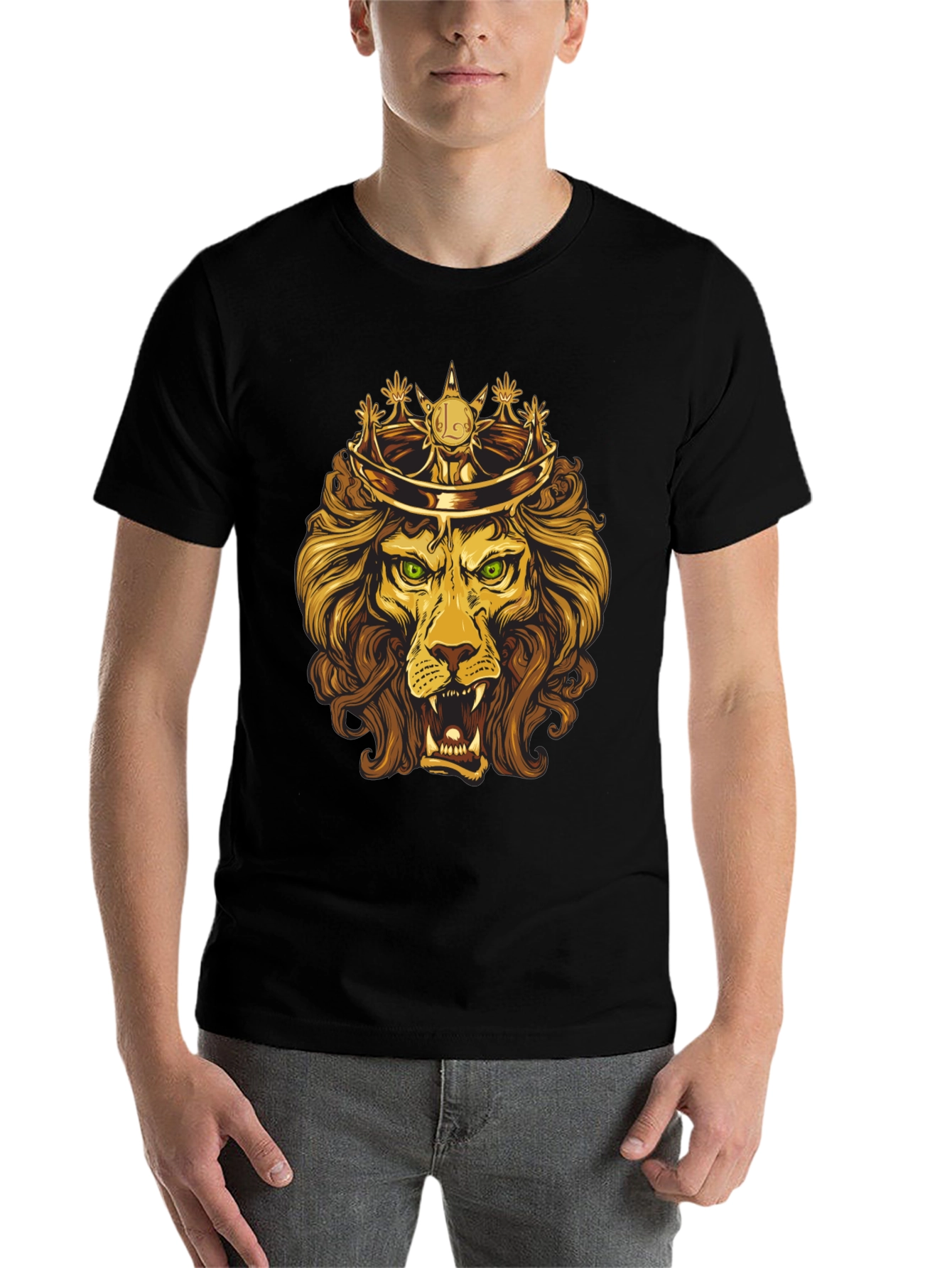 Black King Lion Graphic Tee - Regal Design view 7