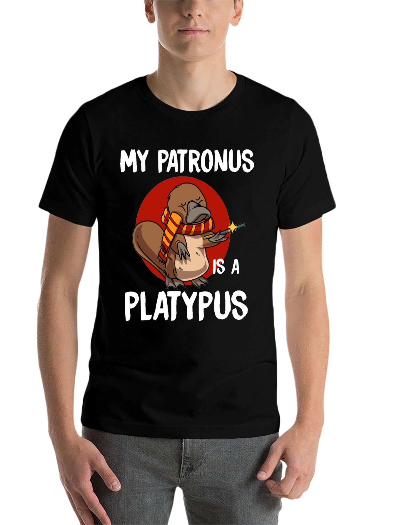 Black My Patronus is a Platypus T-Shirt view 7