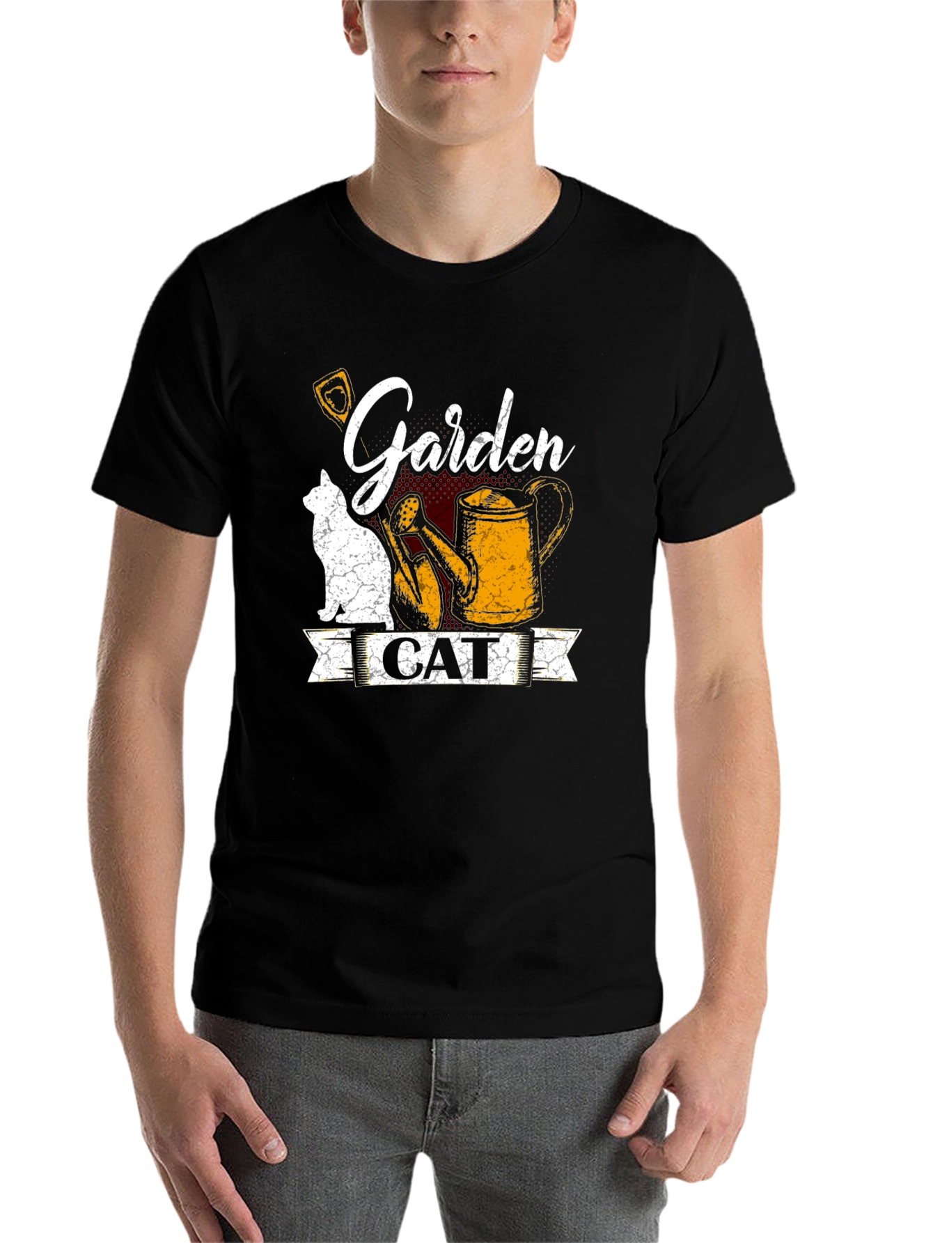 Black Garden Cat T-Shirt - Cute Gardening Tee for Cat Lovers view 7