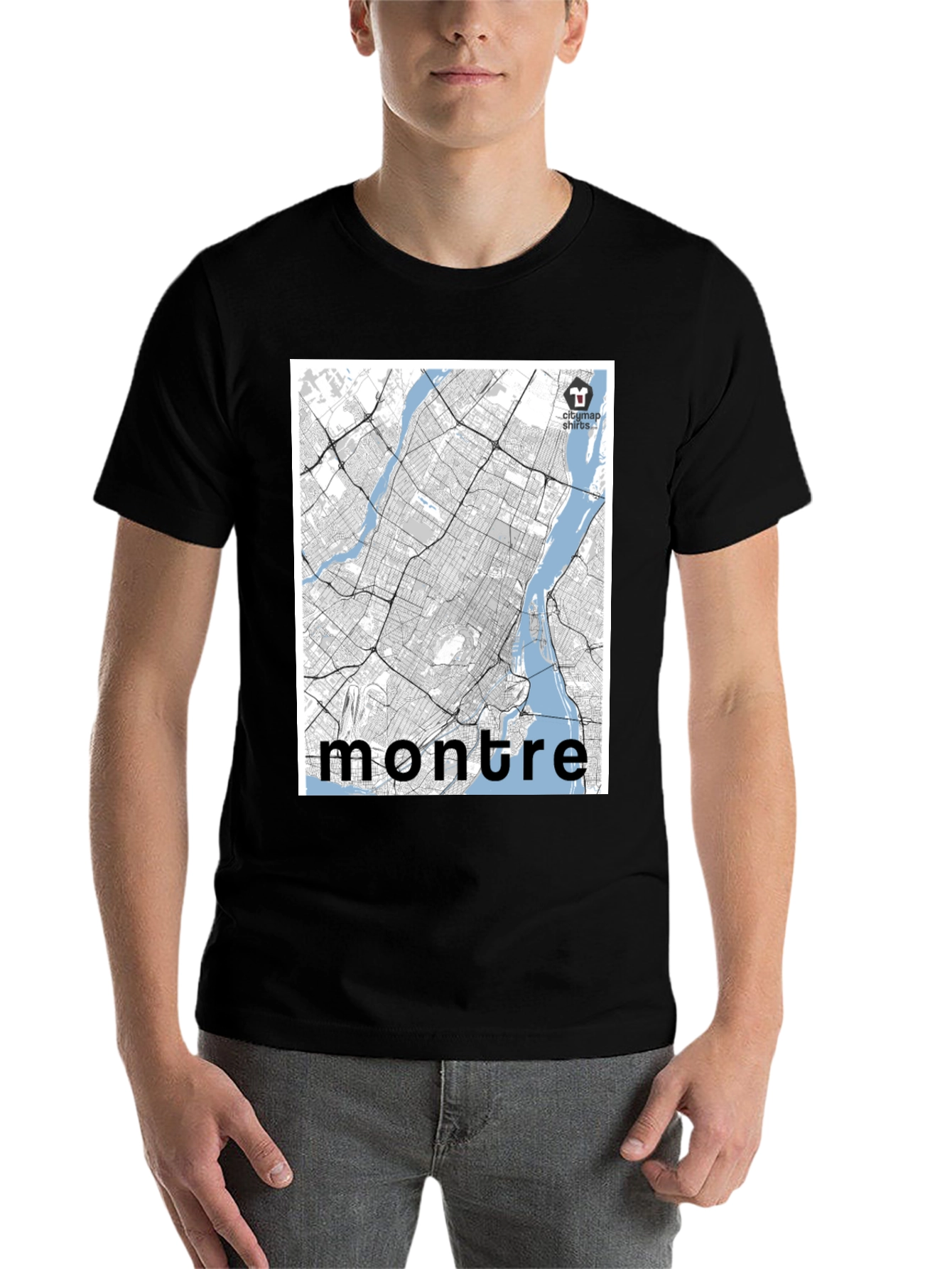 Black Montreal City Map T-Shirt - Black view 7