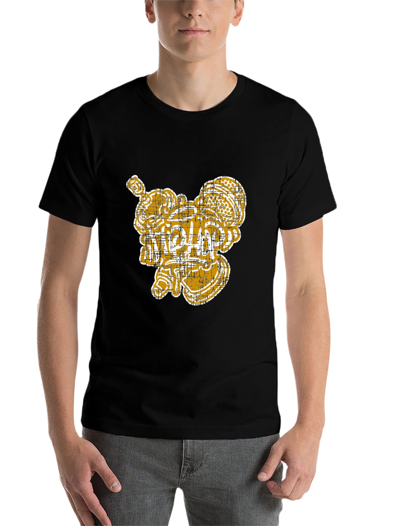 Black Unique Graphic Print Black Cotton Tee view 7