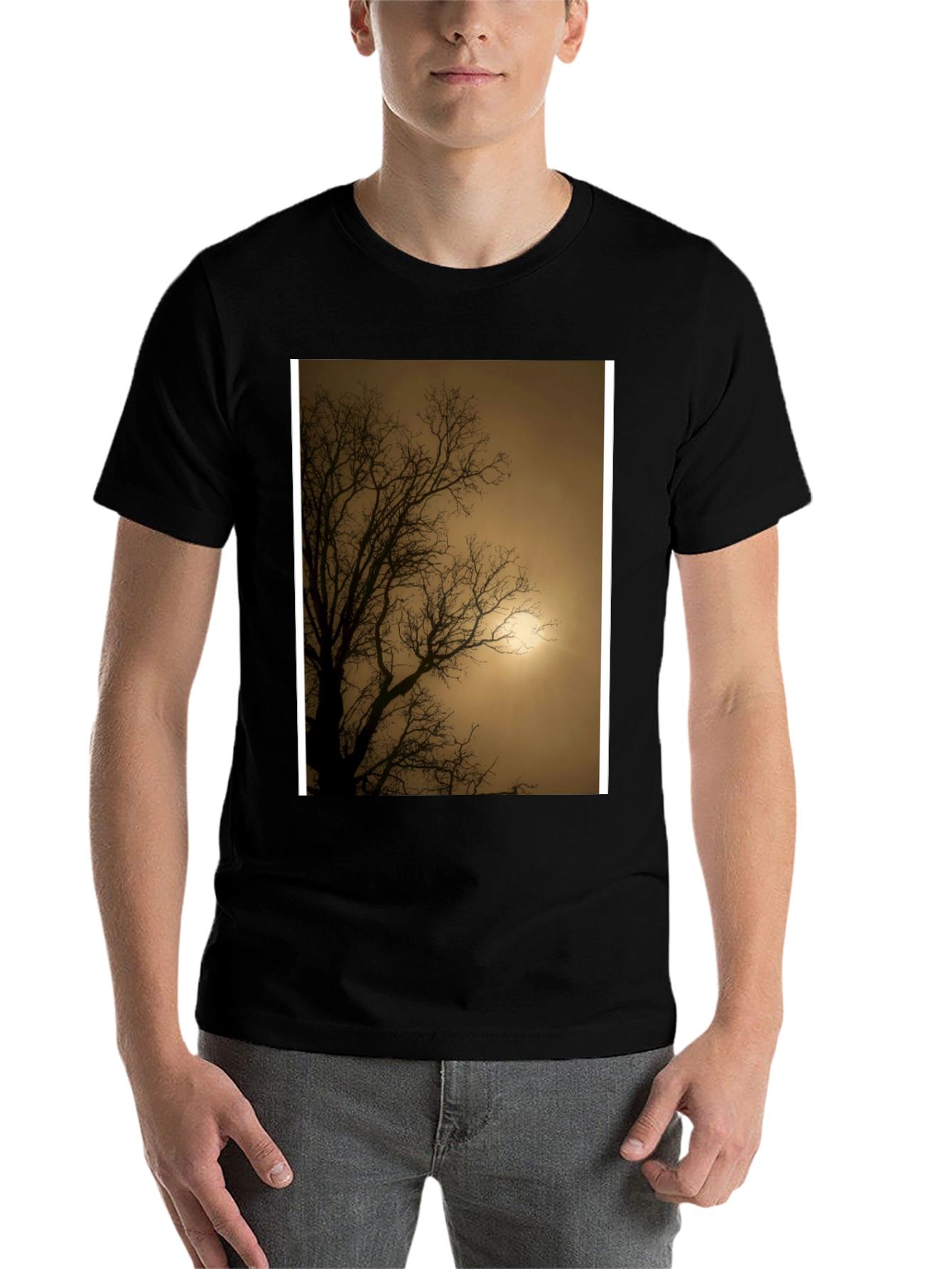 Black Eerie Tree Graphic Tee - Stylish Black Shirt view 7