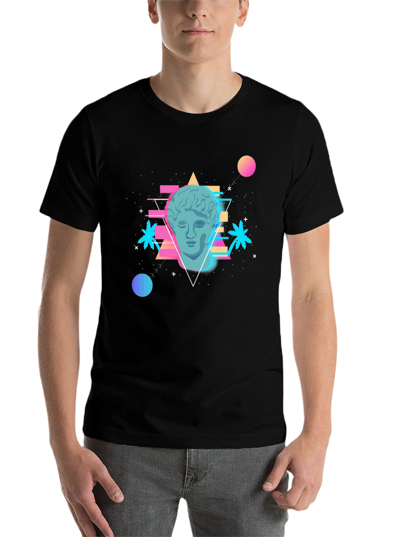 Black Vaporwave Statue T-Shirt - Retro Aesthetic Tee view 7