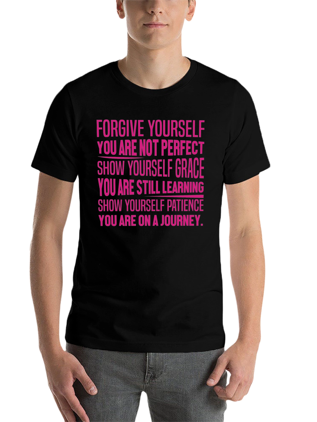 Black Motivational T-Shirt - Forgive Yourself view 7