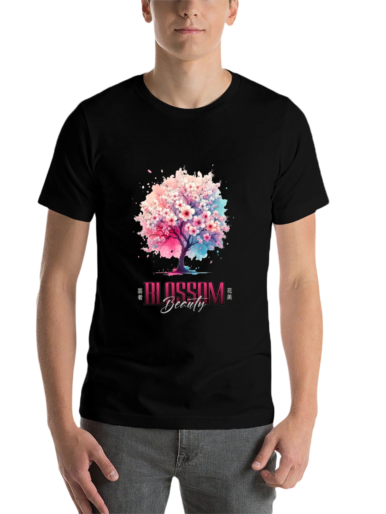 Black Blossom Beauty Graphic Tee - Artistic Design view 7