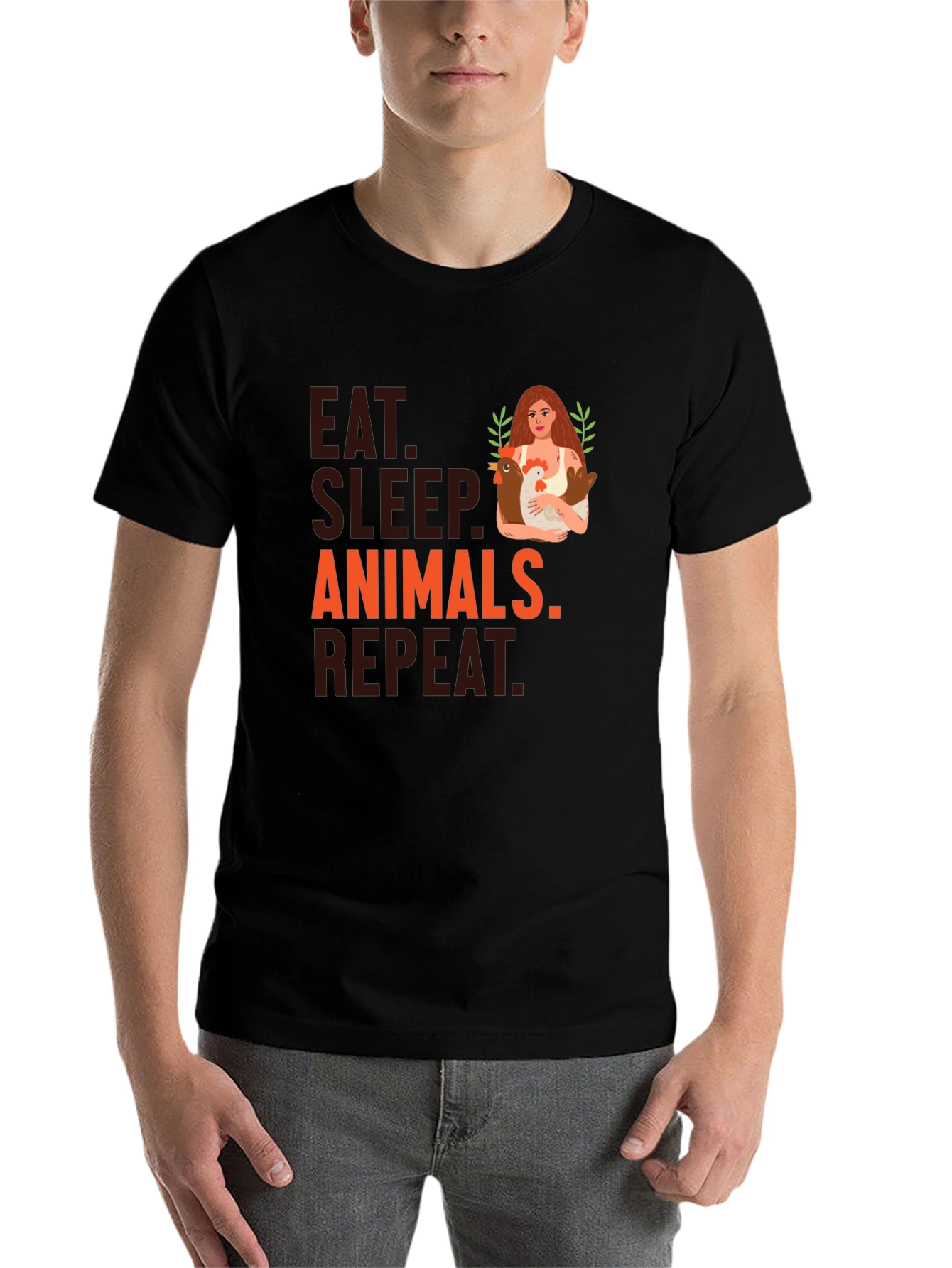 Black Eat Sleep Animals Repeat T-Shirt view 7