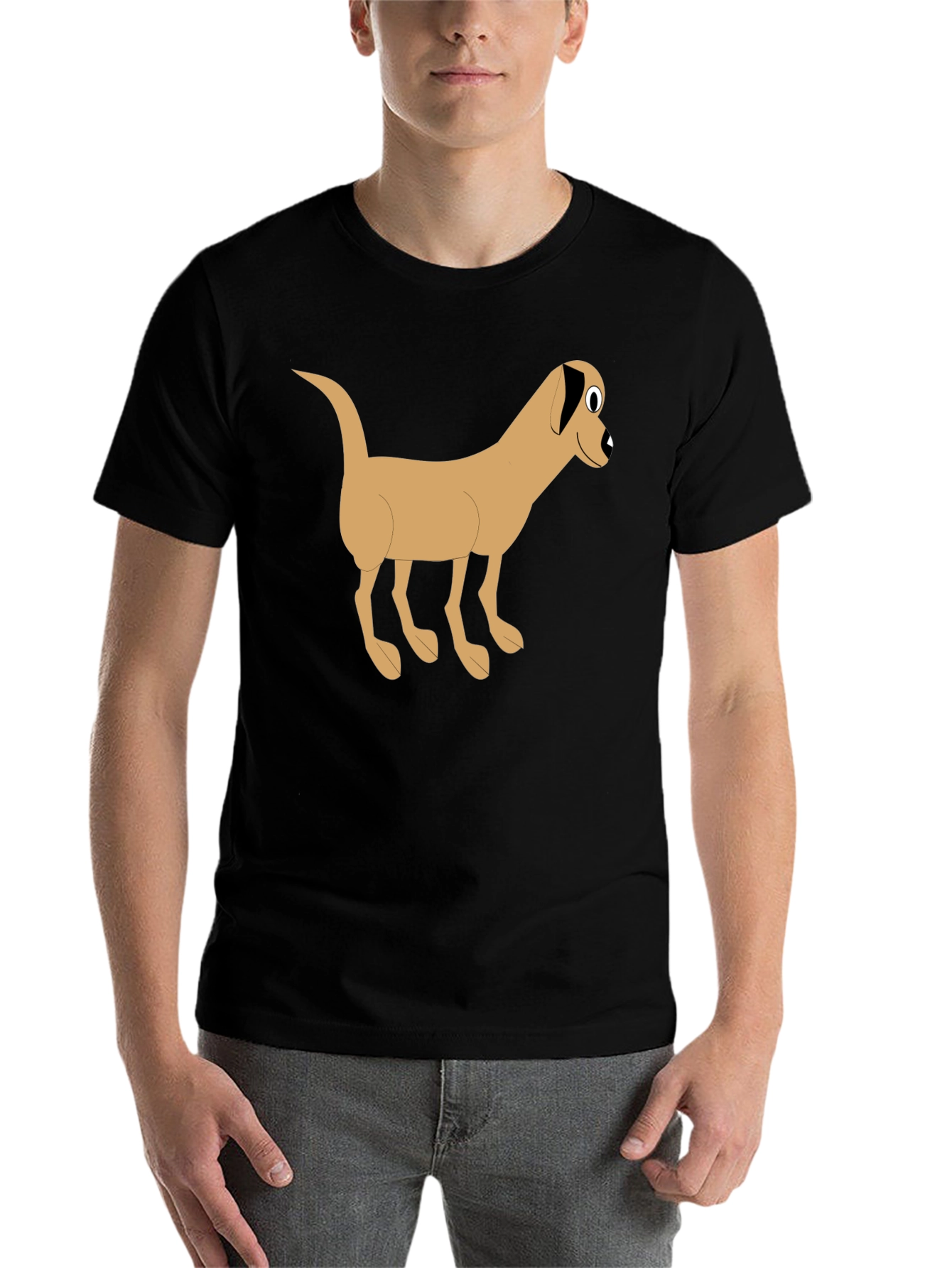 Black Cartoon Dog Graphic Black T-Shirt view 7