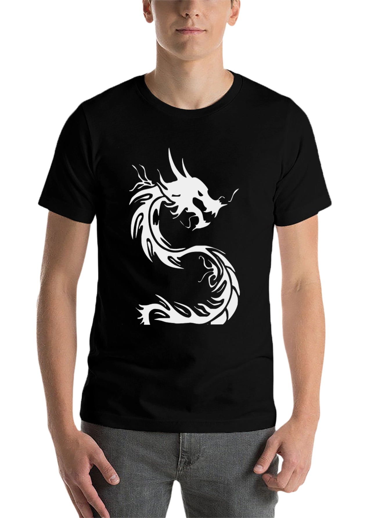 Black Dragon Graphic Black Tee - Stylish Men's Shirt view 7