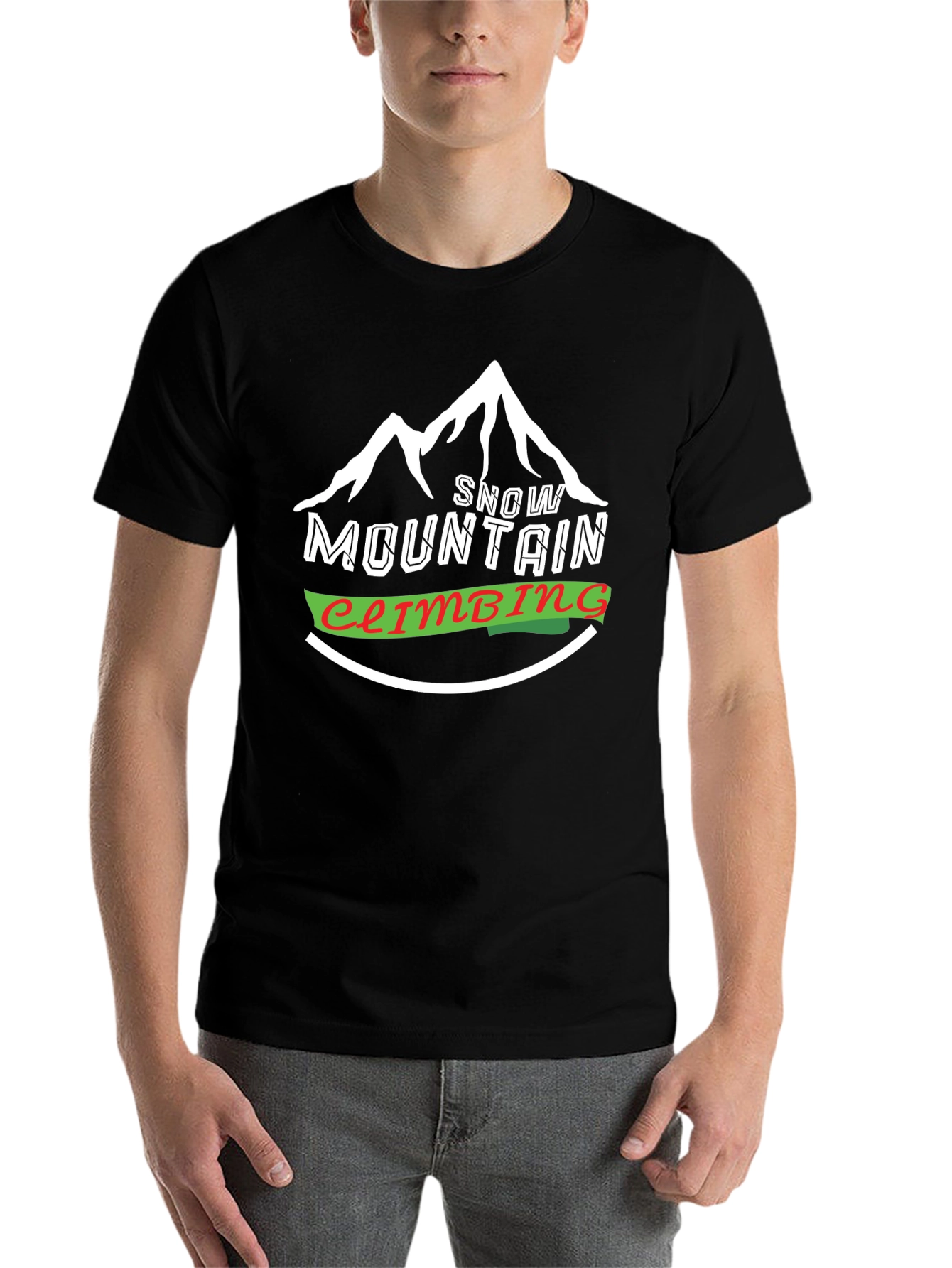Black Snow Mountain Climbing Graphic Tee - Black view 7