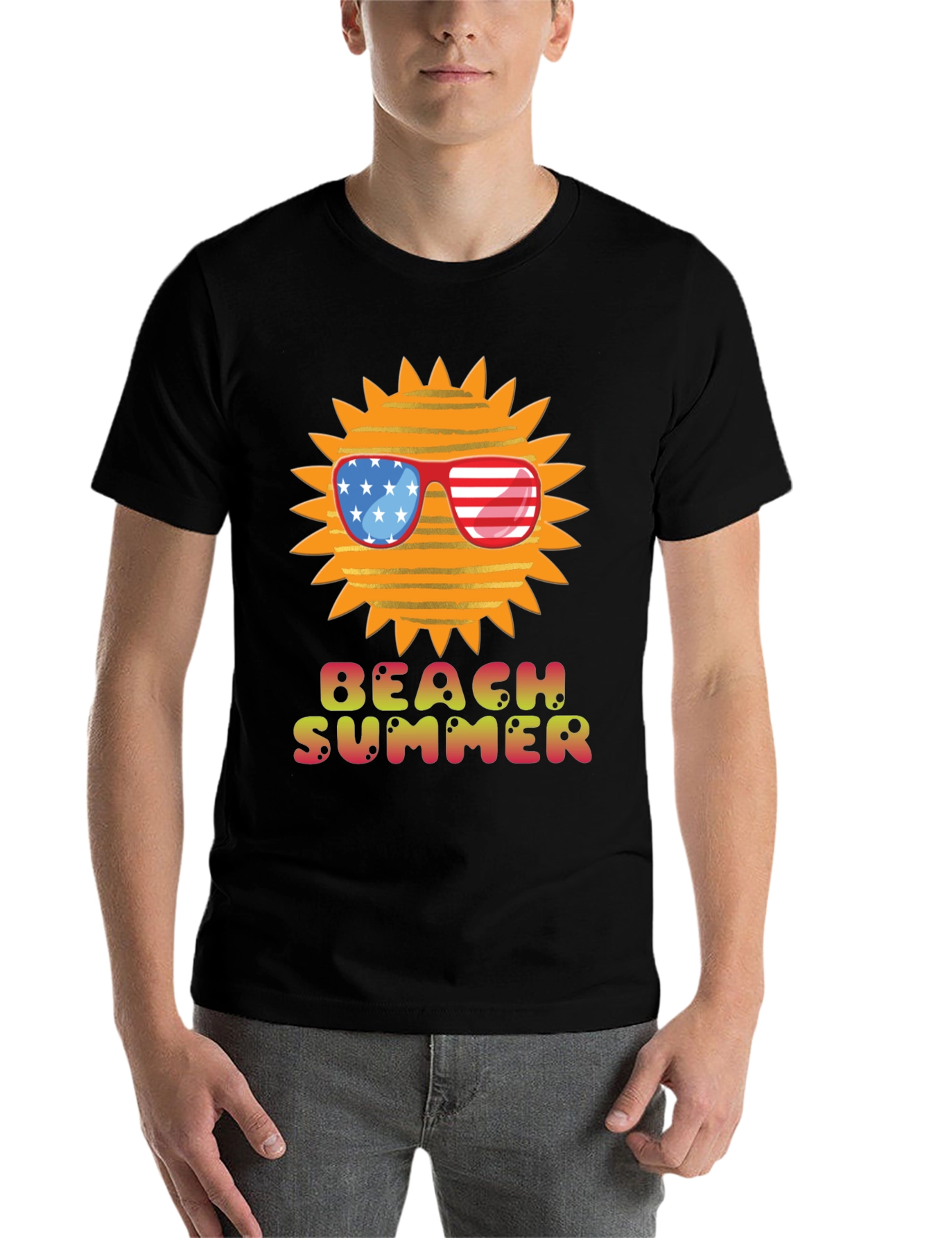 Black Beach Summer USA Sun Graphic Tee view 7