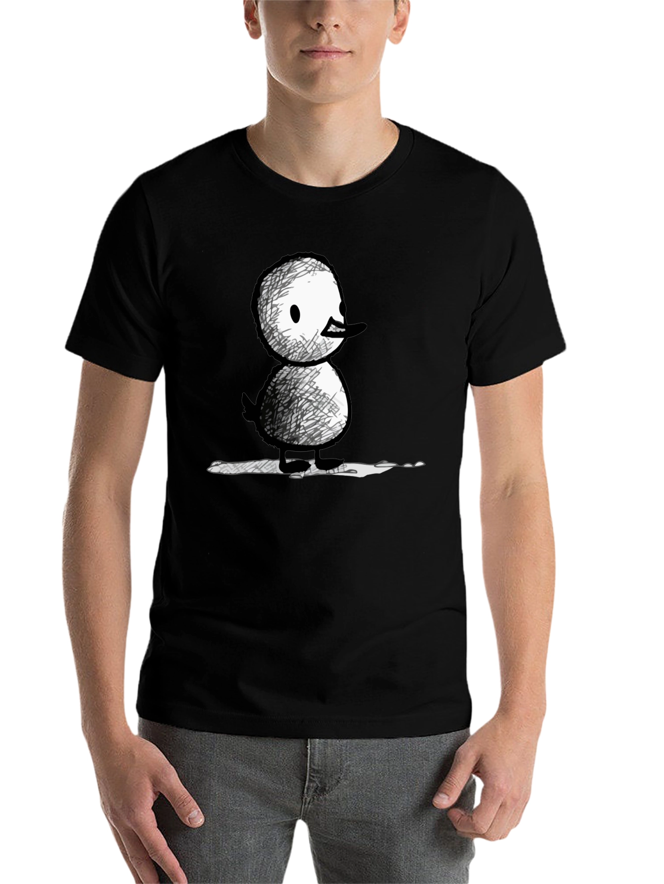 Black Quirky Duck Graphic Tee - Unisex Black T-Shirt view 7