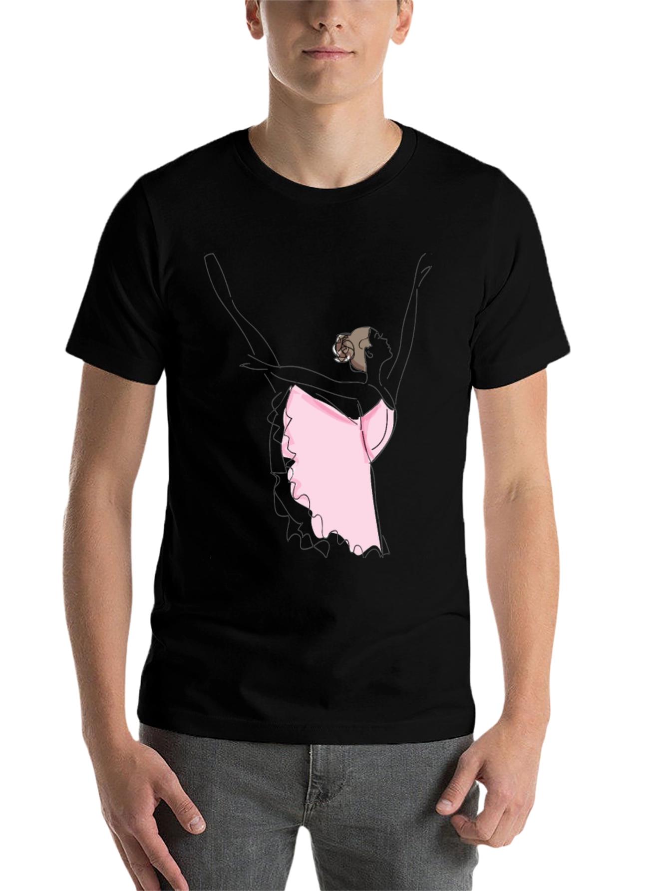 Black Ballerina Graphic Tee - Black Casual T-Shirt view 7