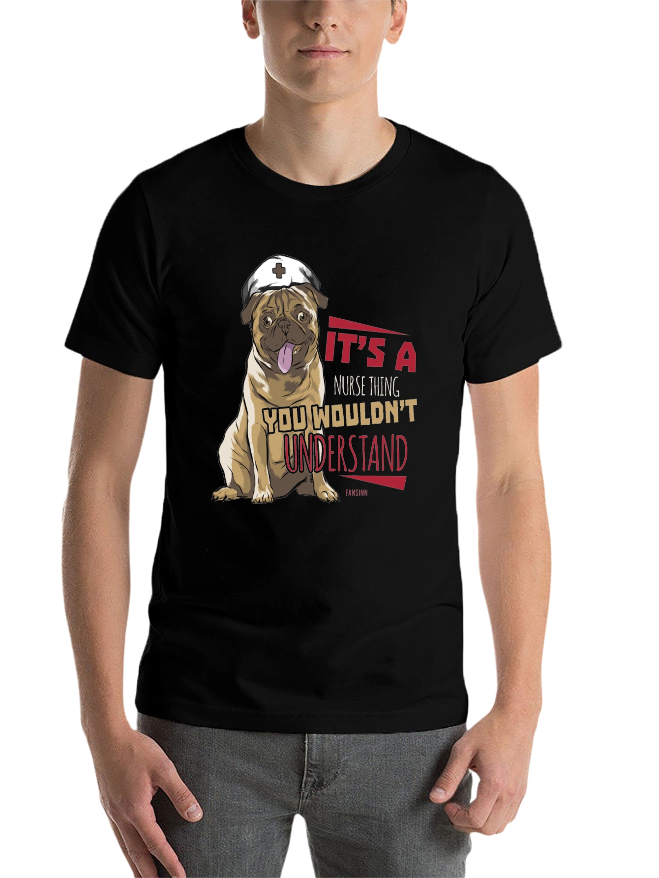 Black Nurse Pug T-Shirt - It's a Nurse Thing view 7