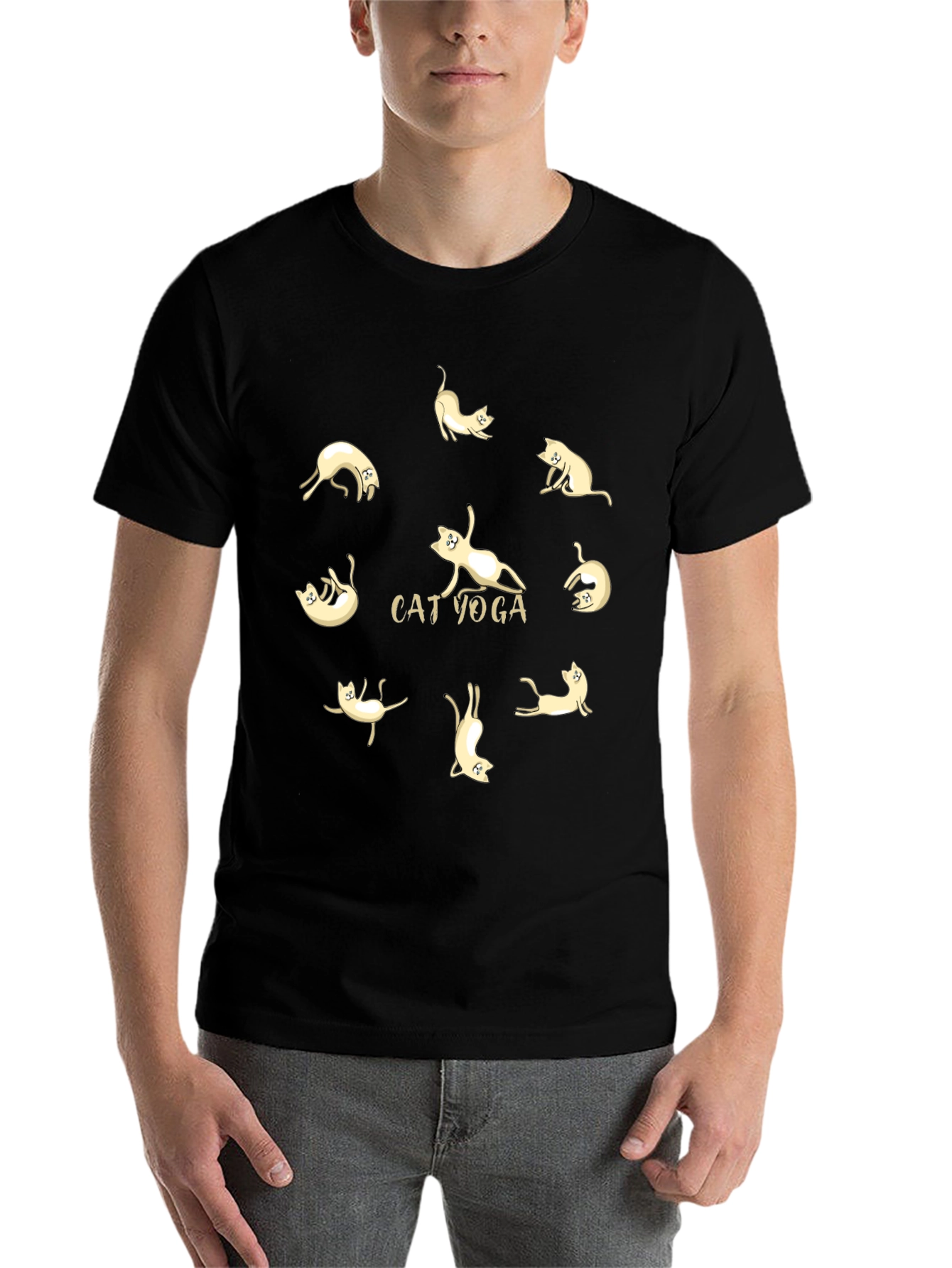Black Cat Yoga Black T-Shirt view 7