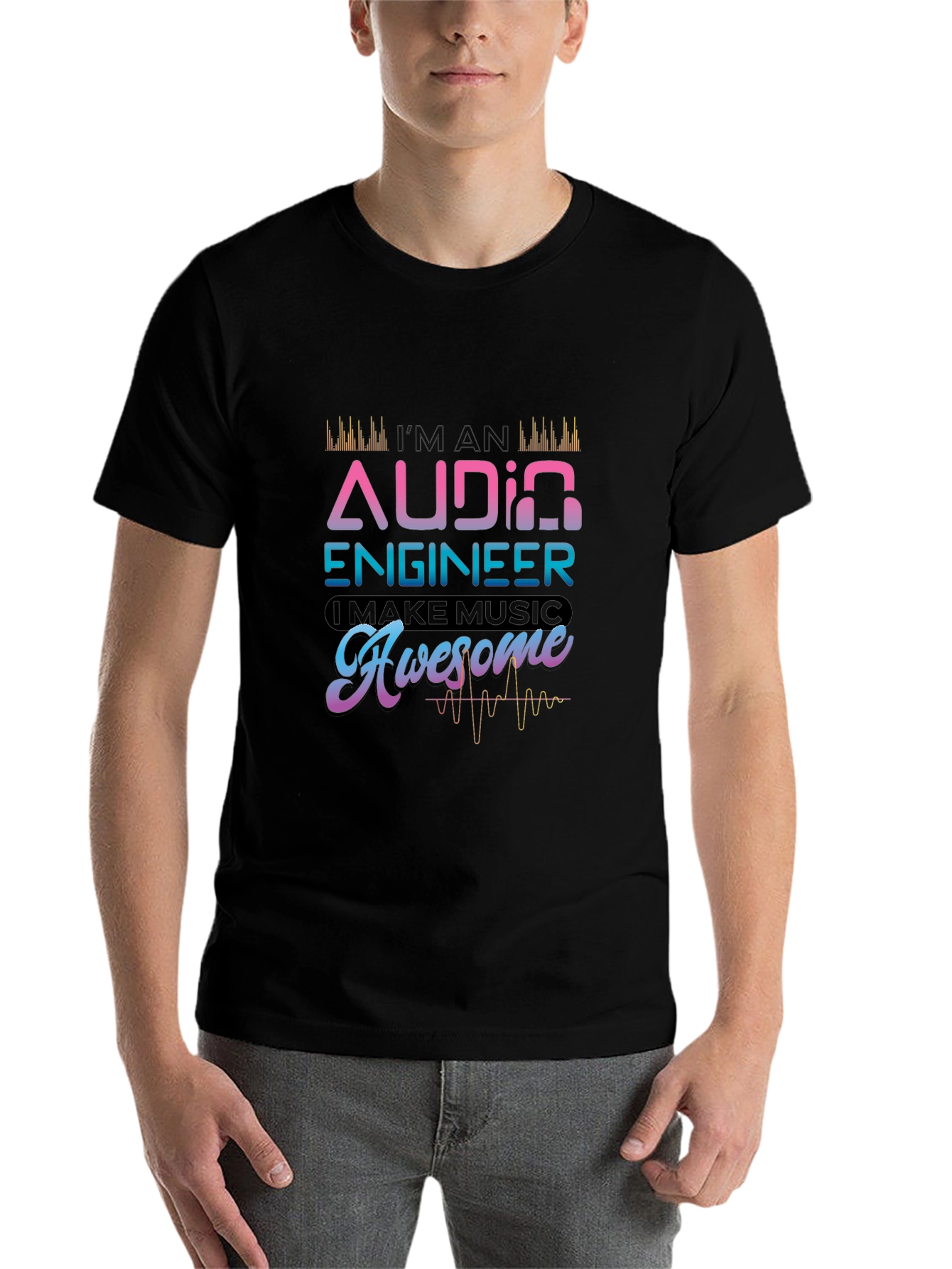 Black Audio Engineer T-Shirt - I Make Music Awesome Tee view 7