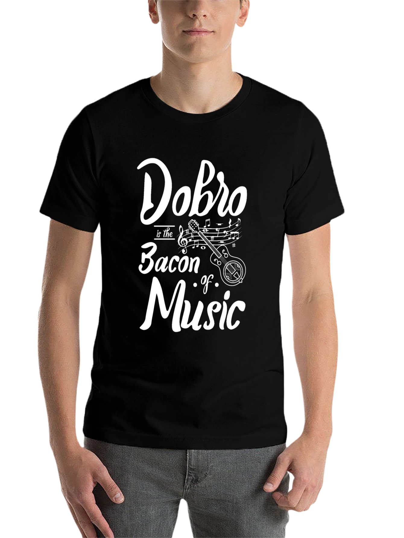 Black Dobro is the Bacon of Music Graphic T-Shirt view 7