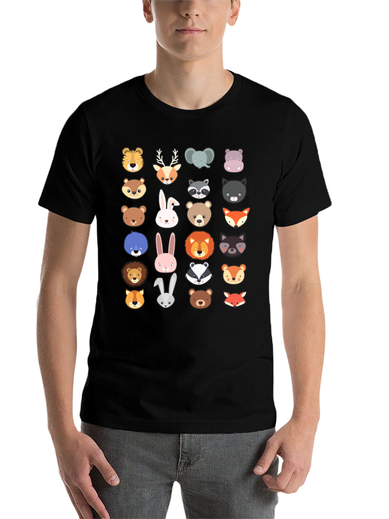 Black Animal Faces Graphic Tee - Black T-Shirt view 7