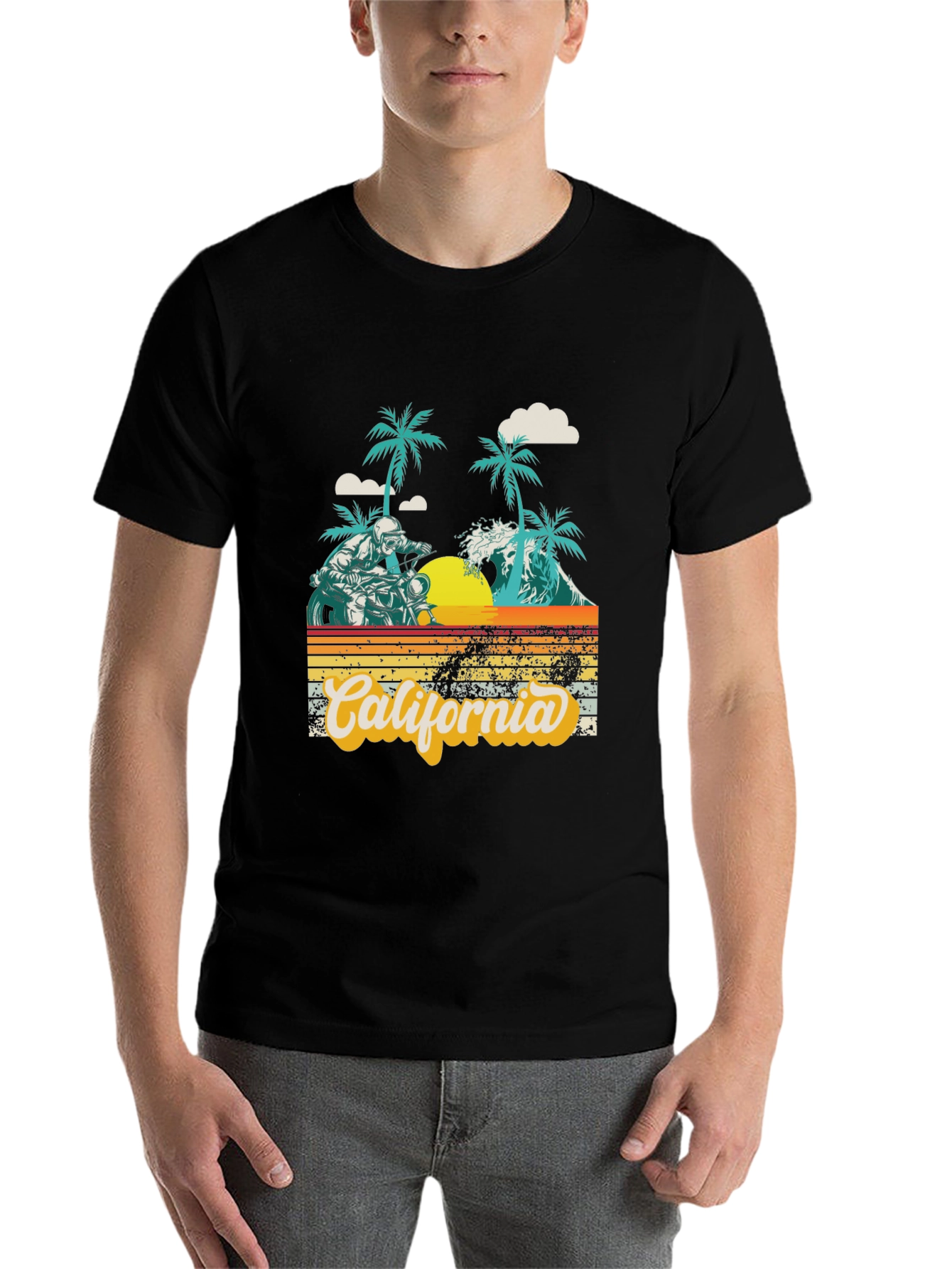 Black California Beach Motorcycle Graphic Tee view 7