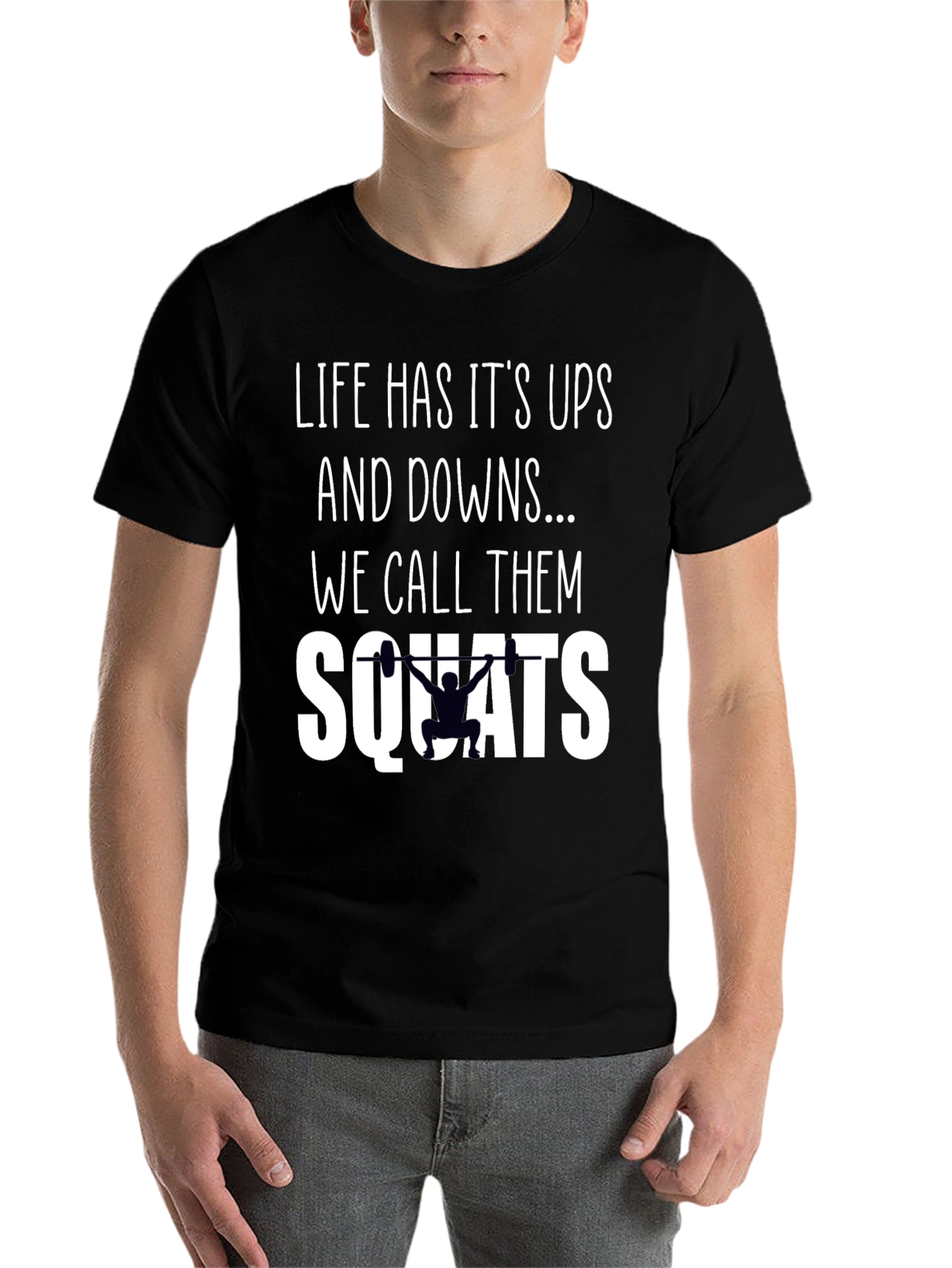 Black Life's Ups and Downs Squats T-Shirt view 7