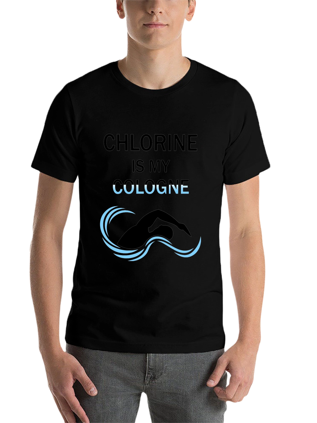 Black Chlorine is My Cologne Funny Swimmer T-Shirt view 7