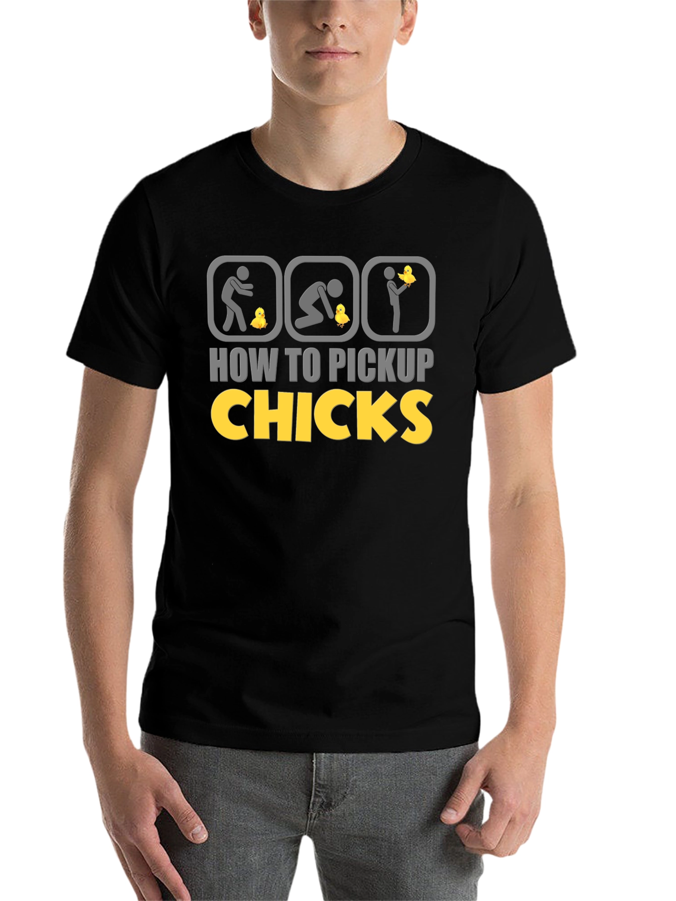 Black How to Pickup Chicks Graphic Tee view 7