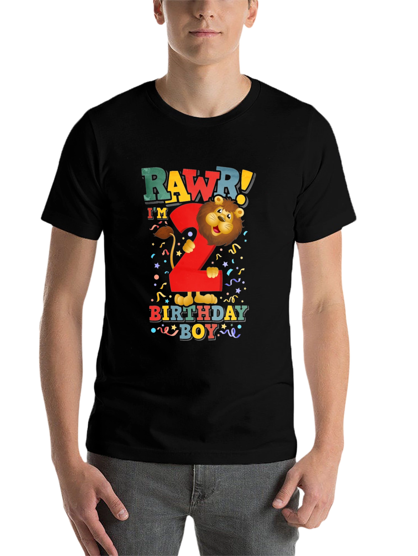 Black Rawr! I'm 2 Birthday Boy T-Shirt view 7