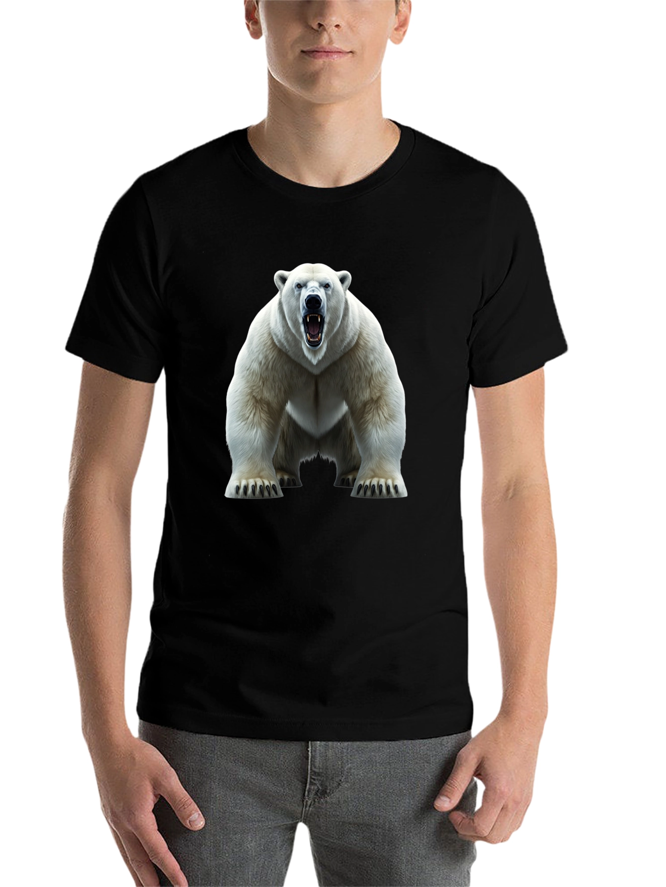 Black Polar Bear Graphic Tee - Fierce Animal Print view 7