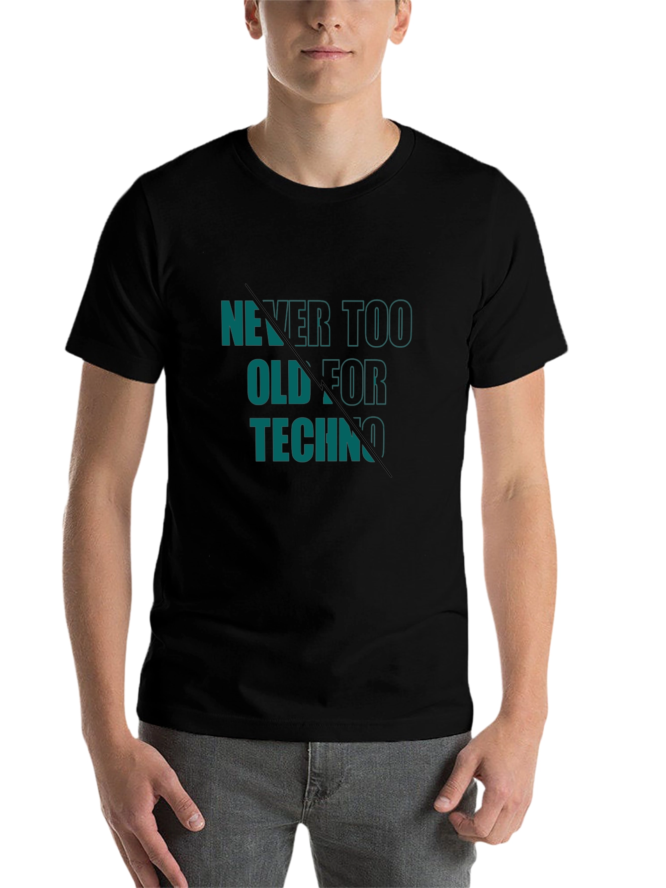 Black Never Too Old For Techno T-Shirt view 7